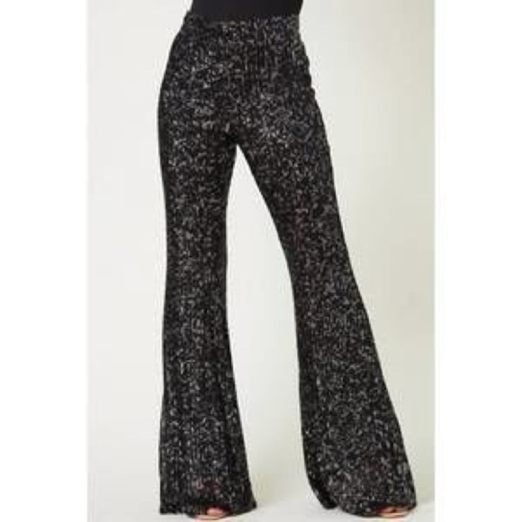 NEW SAINTS & HEARTS sparkle sequin trouser - volume in black Small NWT - Picture 1 of 12